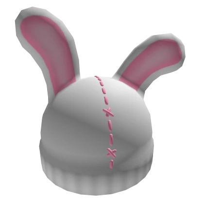 Bunny Hat with Stitches - white