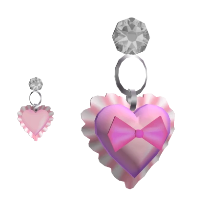 Pink Ruffled Heart Earrings