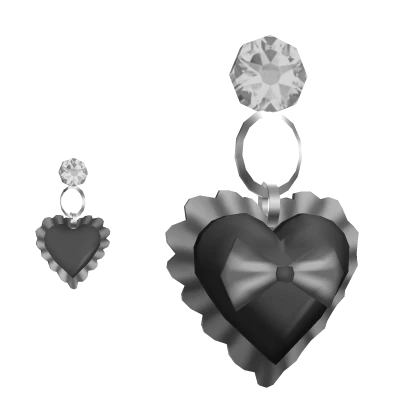 Black Ruffled Heart Earrings