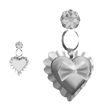 White Ruffled Heart Earrings