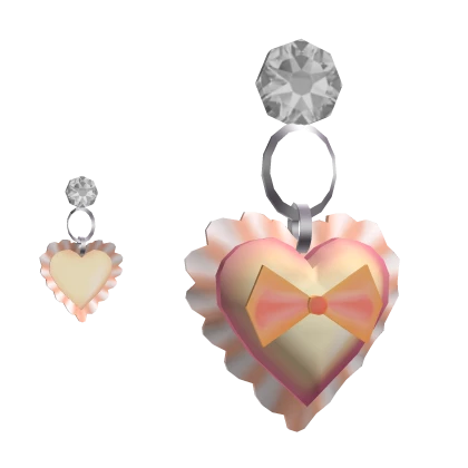 Peachy Orange Ruffled Heart Earrings