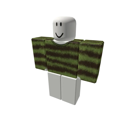 fuzzy goblincore green and brown striped sweater