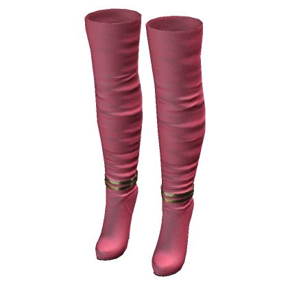 High Heel Leather Boots - Pink