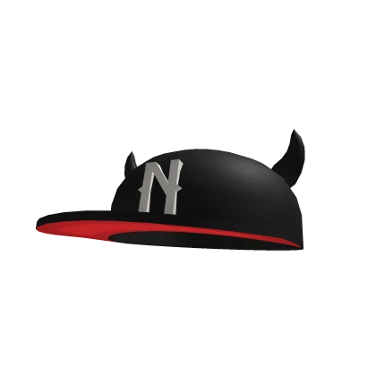 Fresh Black Fitted Cap With Horns