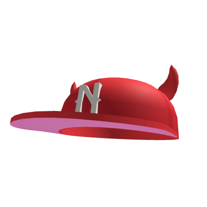 Fresh Red Fitted Cap With Horns