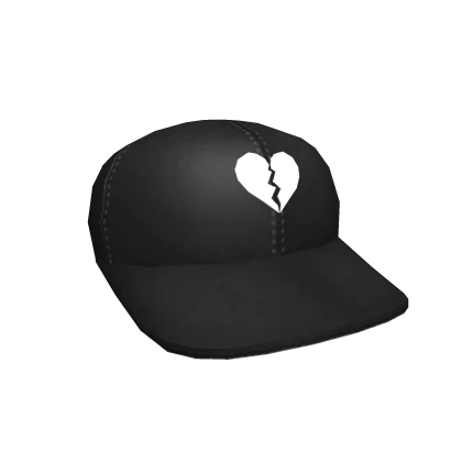 Dark Black Broken Heart Cap (White Underside)