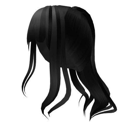 Black Flowy Anime Ponytail with Bangs