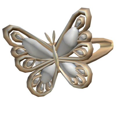 Miau Butterfly Hairpin Gold and White Left Side