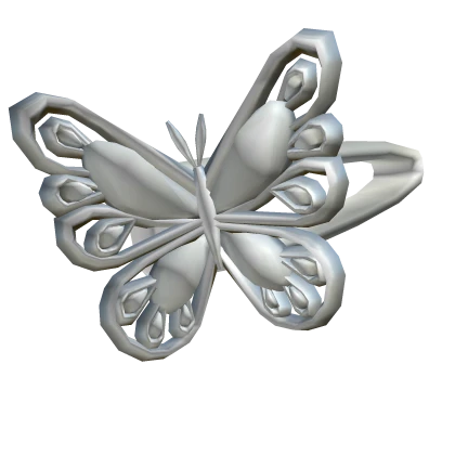 Miau Butterfly Hairpin Silver and White Left Side