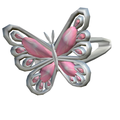 Miau Butterfly Hairpin Silver and Pink Left Side