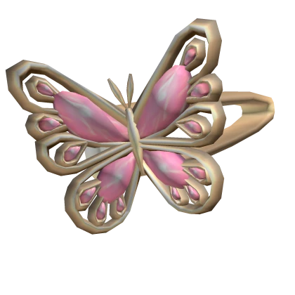 Miau Butterfly Hairpin Gold and Pink Left Side