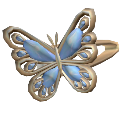 Miau Butterfly Hairpin Gold and Blue Left Side