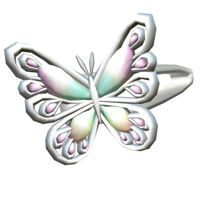 Miau Butterfly Hairpin Silver Rainbow Left Side