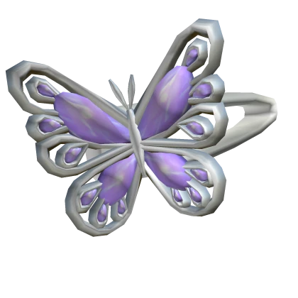 Miau Butterfly Hairpin Silver and Purple Left Side