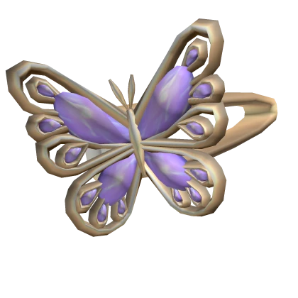 Miau Butterfly Hairpin Gold and Purple Left Side