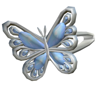 Miau Butterfly Hairpin Silver and Blue Left Side