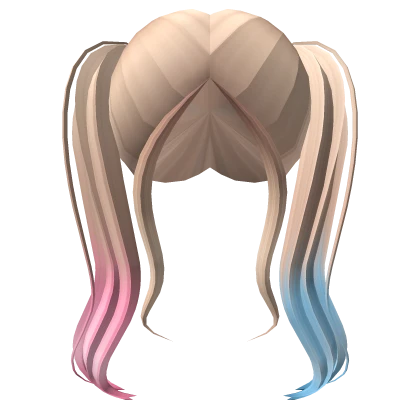 Blonde To Pink & Blue Split Pigtails