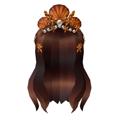 Brown Mermaid Hair With Orange Crown