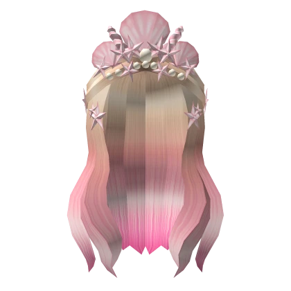 Blonde-Pink Ombre Mermaid Hair With Pink Crown