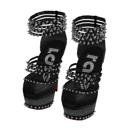 2012 Strappy Spiked Platform Heels in Black