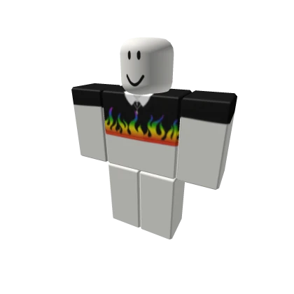 black shirt w rainbow flames (PRIDE)