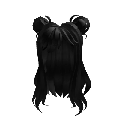 Black Anime Hair w/ Buns + Bangs