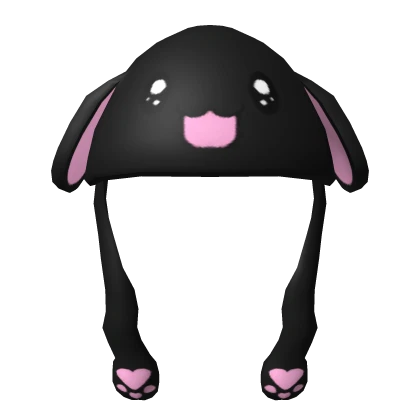 Black Trendy Fluffy Bunny Hat