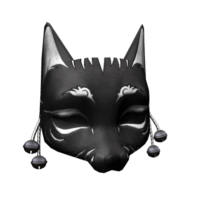 Kitsu Mask -  Black Obsidian