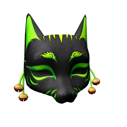 Kitsu Mask - Green Obsidian