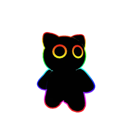 2D Cute Neon Rainbow Mini Cat