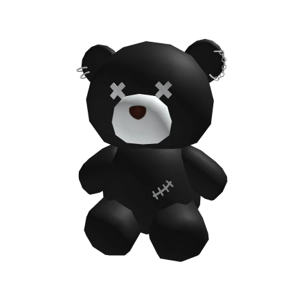 Punk Teddy Bear Black White