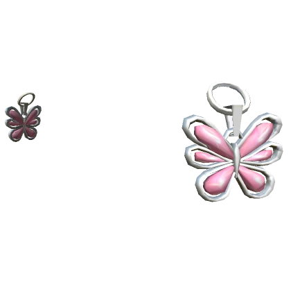 Miau Butterfly Earrings Silver and Pink