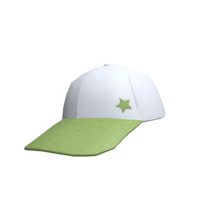 Tilted Green and White Cap