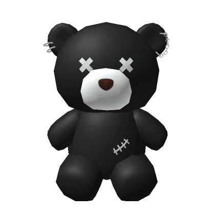 Punk Back Teddy Bear Black White