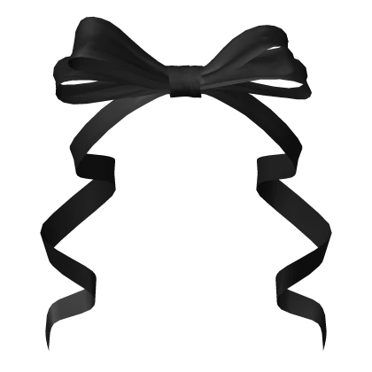 Hair Ribbon Bow Black Satin Cutesy Dolly Pony Cute