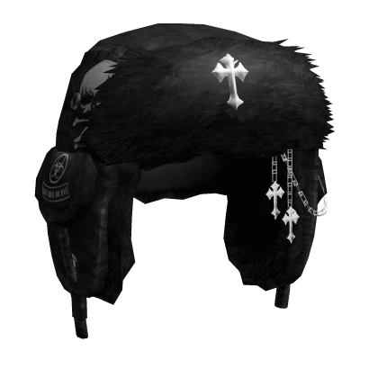 Emo Patches Cross Ushanka w/ Chains
