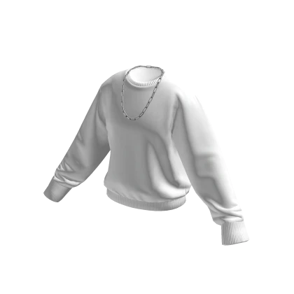 White Sweater w/ Silver Chain