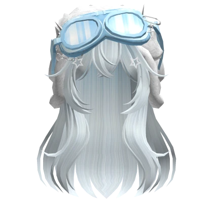 Light Blue Anime Long Hair w/ Y2K Goggles Ushanka