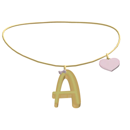 Gold A Initial Necklace with bow and heart