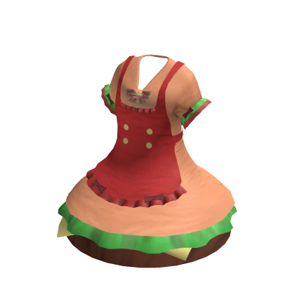 cute beef burger maid rufle dress w cute apon