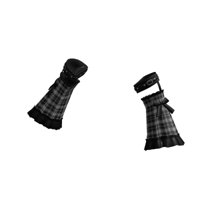 black plaid gothic lace ruffle belted sleeves