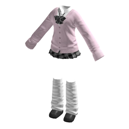 🍀Gyaru Cardigan School Outfit (Pink)