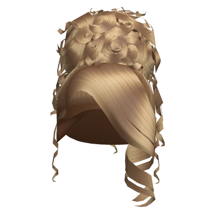 High Curly Bun W Heart Parting in Blonde