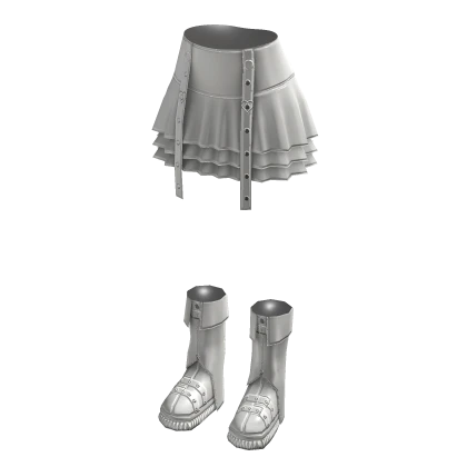 White Grunge Skirt and Boots