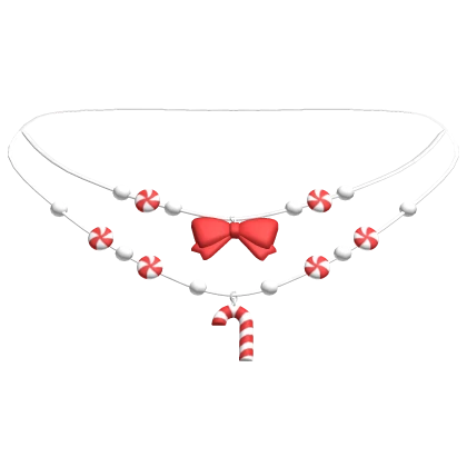 christmas candy cane necklace (red)