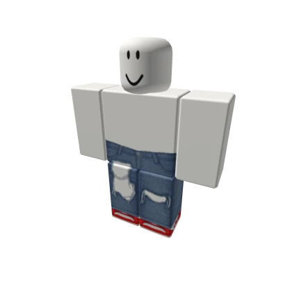 ripped blue jeans w red sneaks