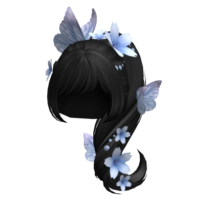 Kawaii Ponytail w/ Butterfly and Flowers 