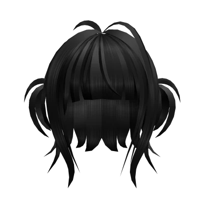 Black Kawaii Bob Cut With Little Pigtails