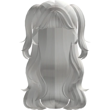 Wavy Layered White Hair With Cute Ponytails
