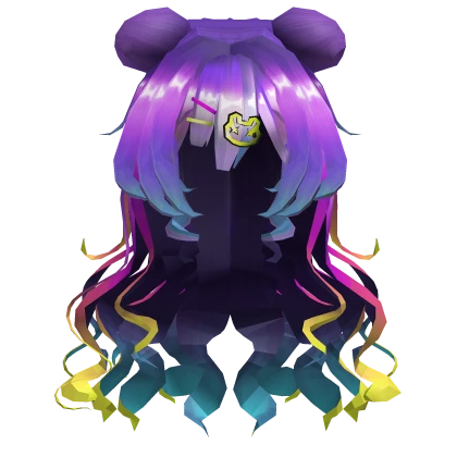 Bug Bear Pop Candy Curly Panda Bun - Purple Hair